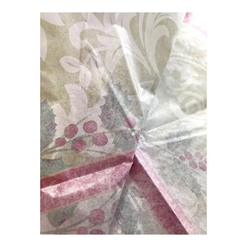 Vtg Christmas Poinsettia Paper Tablecloth 70